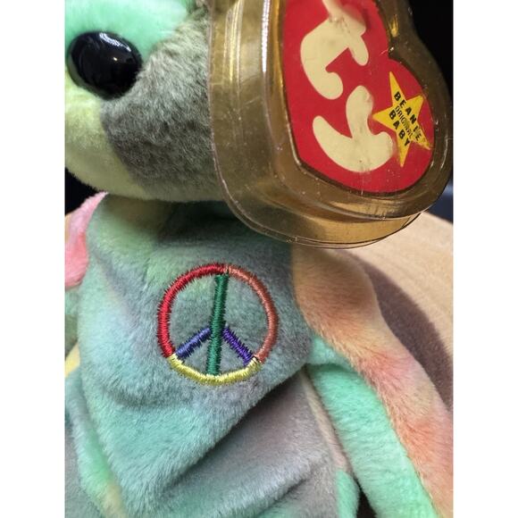 TY Peace The Bear Beanie Babies 1996 Collectible With Tag Errors: RETIRED & RARE - Picture 7 of 16